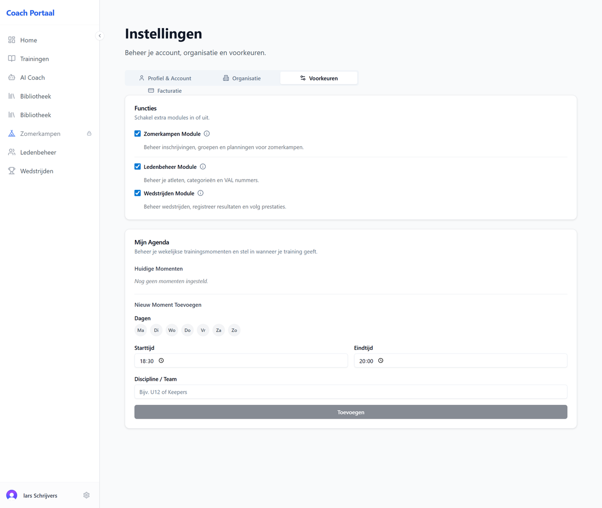 Voorkeursinstellingen